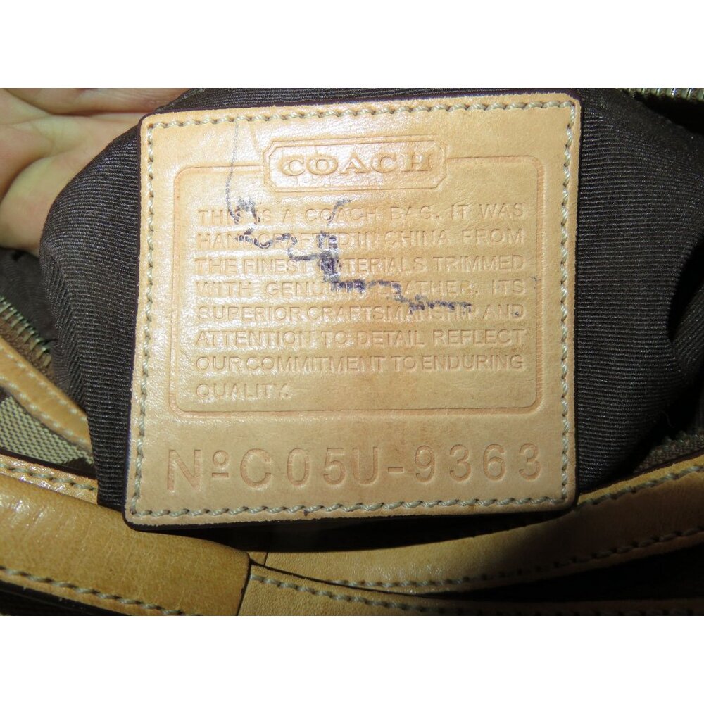 Coach 2005 Y2K Signature Khaki Canvas & Vachetta Leather East West Demi Baguette - Picture 7 of 14